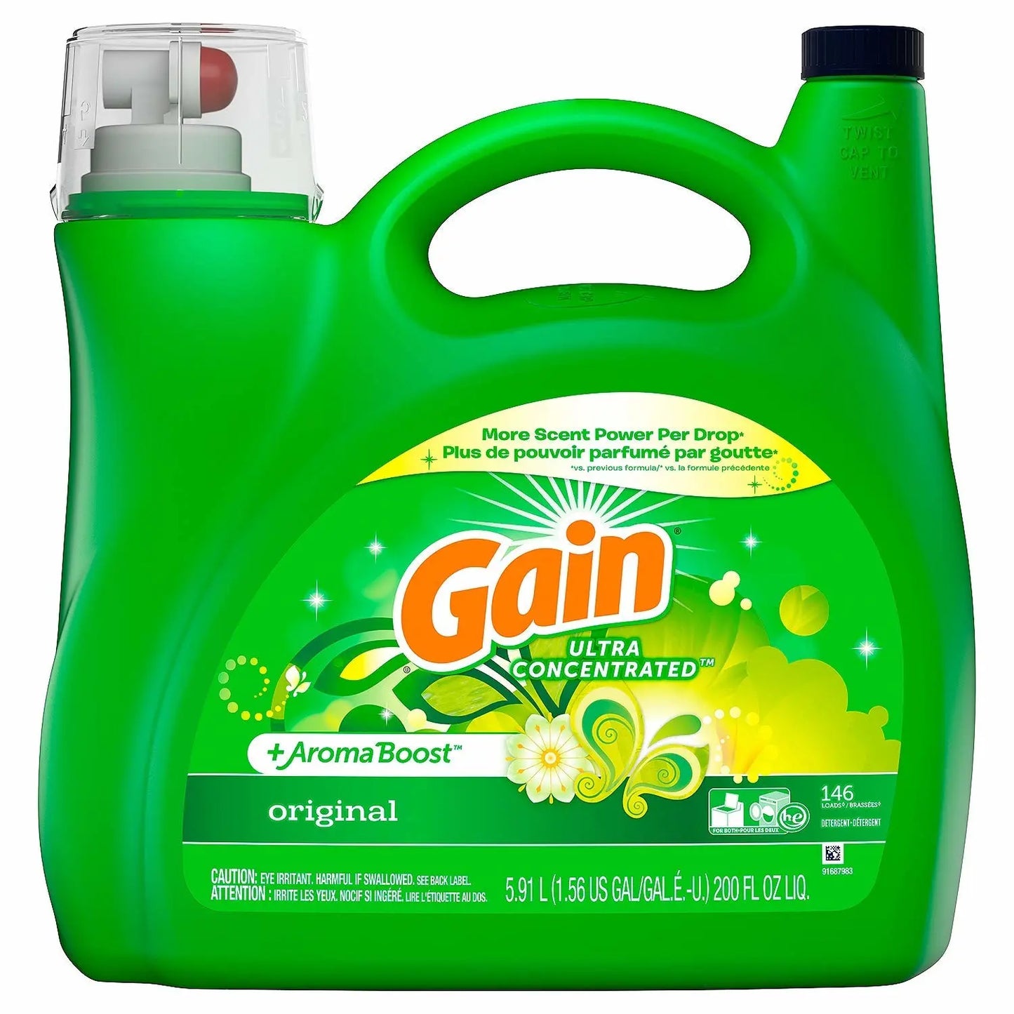 Gain High Efficiency Original Liquid Laundry Detergent, 146 Loads , Green