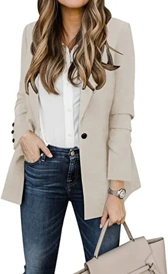 Cicy Bell Women's Casual Office Blazers Open Front Long Sleeve Lapel Button Work Blazer Jacket