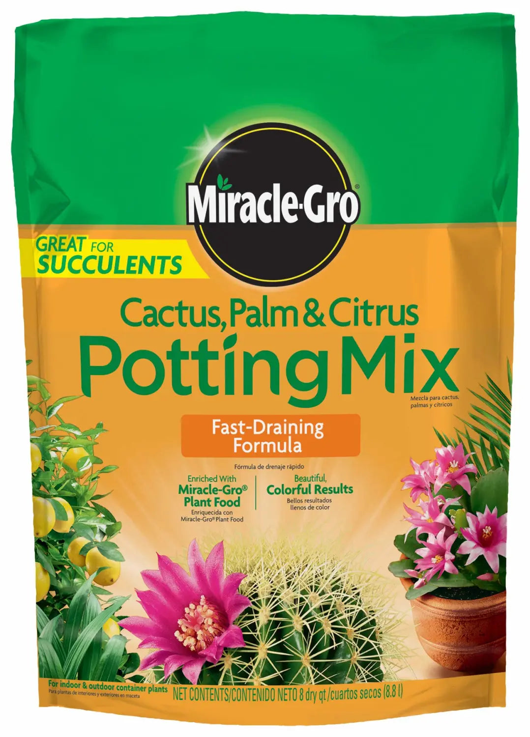 Miracle-Gro Cactus, Palm and Citrus Potting Mix, For Indoor or Outdoor Container Plants, Great for Succulents, 8 qt.