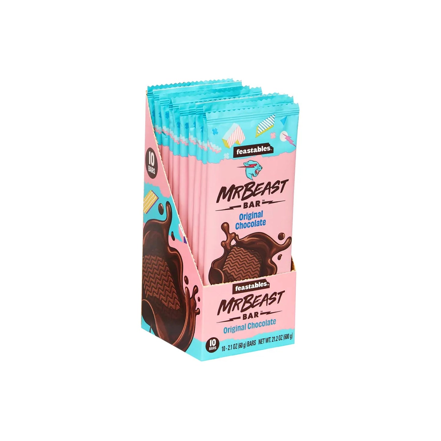 Feastables MrBeast Original Chocolate Bars - Made with Organic Cocoa. Plant Based with Only 4 Ingredients, 10 Count