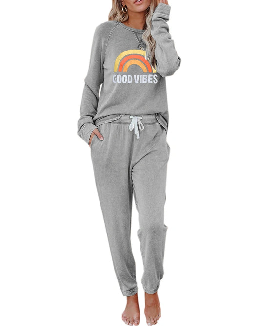 Eurivicy Women's Solid Sweatsuit Set 2 Piece Long Sleeve Pullover and Drawstring Sweatpants Sport Outfits Sets