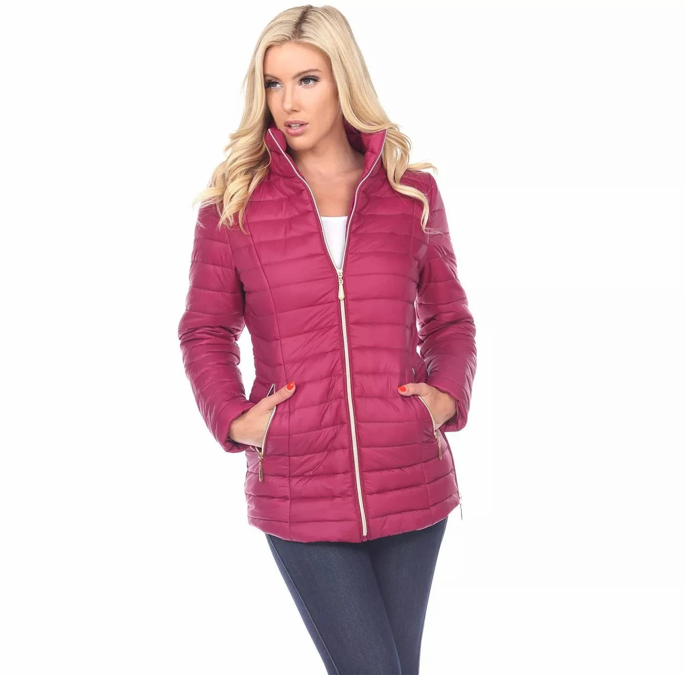 Women's Puffer Down Jacket Zip Up Lightweight Winter Warm Coat Outwear