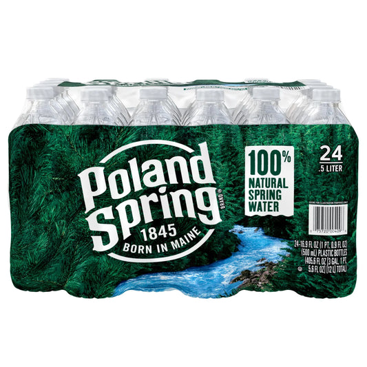 Poland Spring 100% Natural Spring Water, Non-Deposit, 16.9 fl oz (24 Pack)