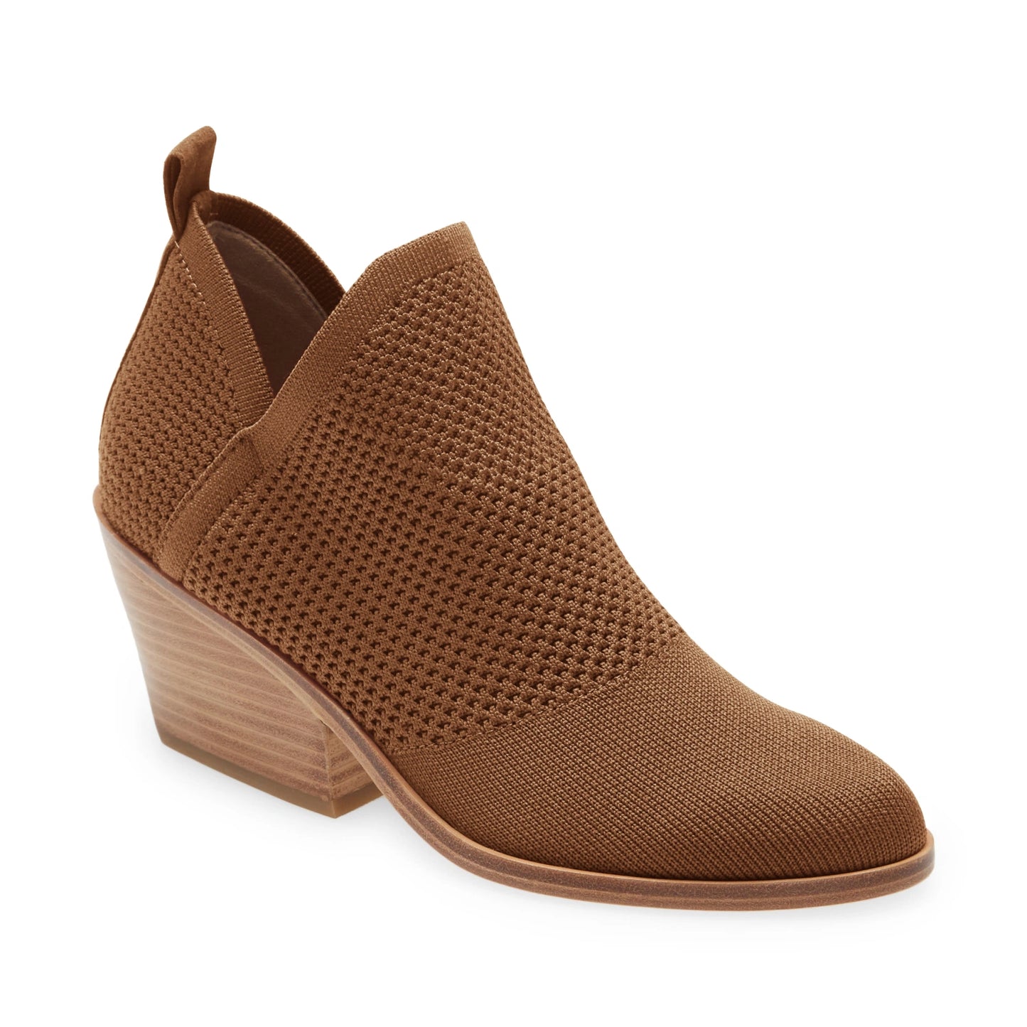 Women Ankle Boots V Cut Chunky Stacked Mid Heel Slip on Stretched Knit Sock Fashion Booties