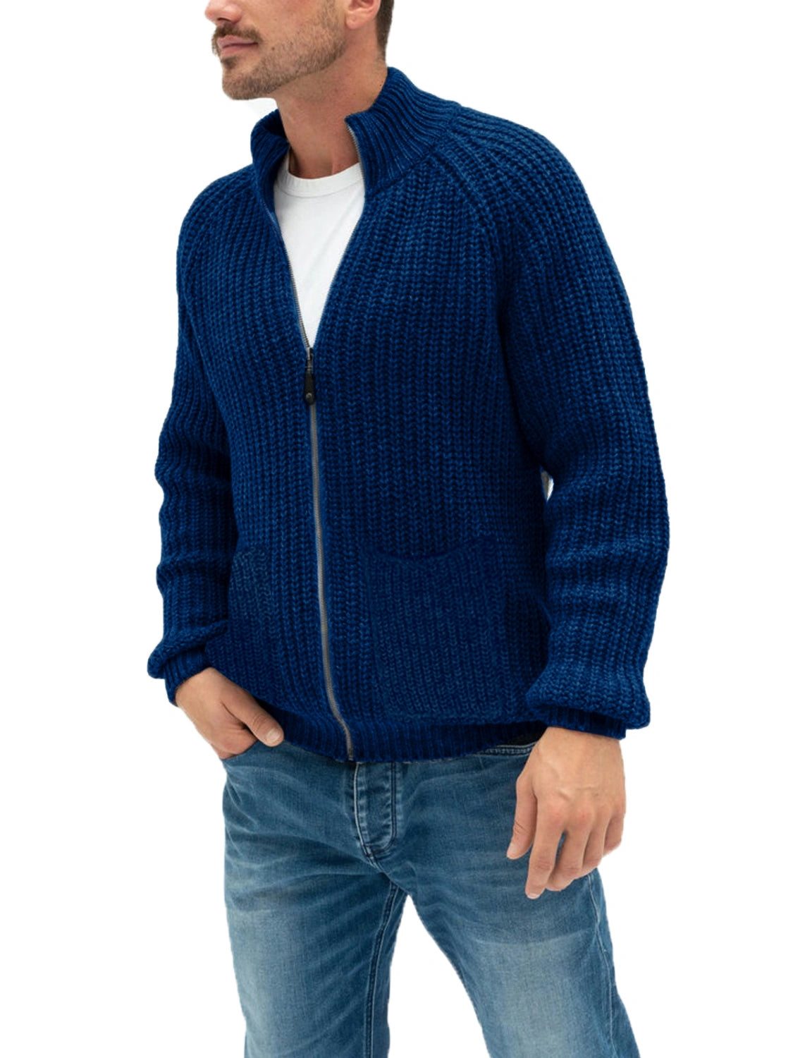 Men's Quarter-Zip Sweater Autumn Winter Thicken Knitted Pullover Polo Sweaters