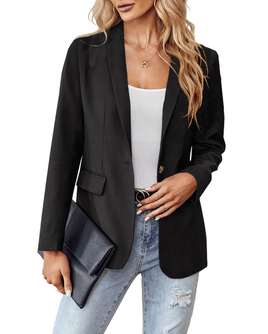 LPCBDEE 2022 Professional Womens Casual Blazers Long Sleeve Standing Collar Open Front Work Office Jacket