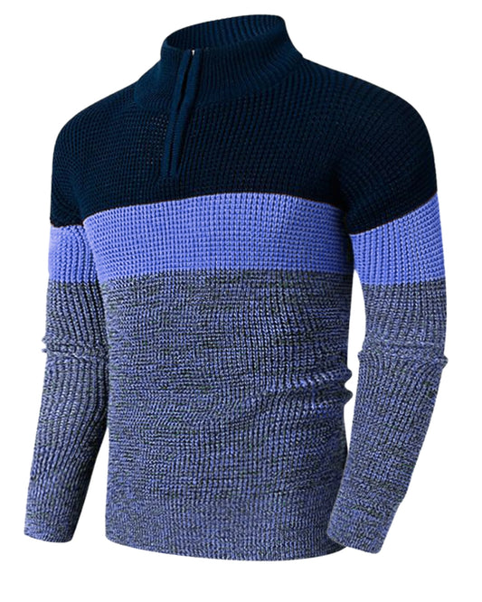 Men Quarter-Zip Sweaters Long Sleeve Pullover Casual Fashion 1/4 Color Block Slim Fit Golf Polo Fall Winter Sweater Tops