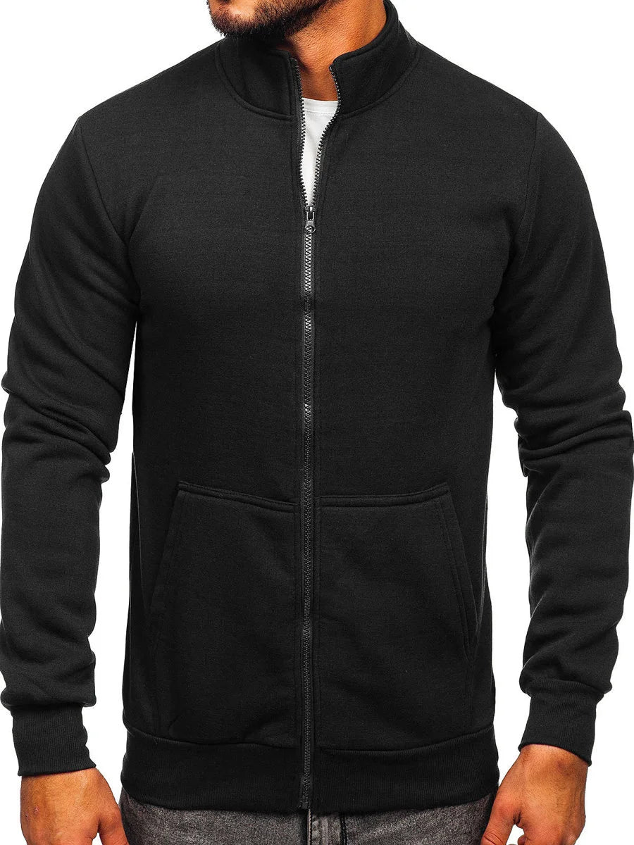 Men's Full Zip Up Active Track Jacket Zipper Mock Neck Sweatshirts Casual Long Sleeve Top with Pocket